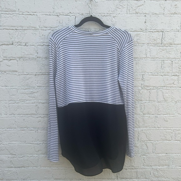 Lush black and white striped top with black flowy bottom sz S - Picture 4 of 5